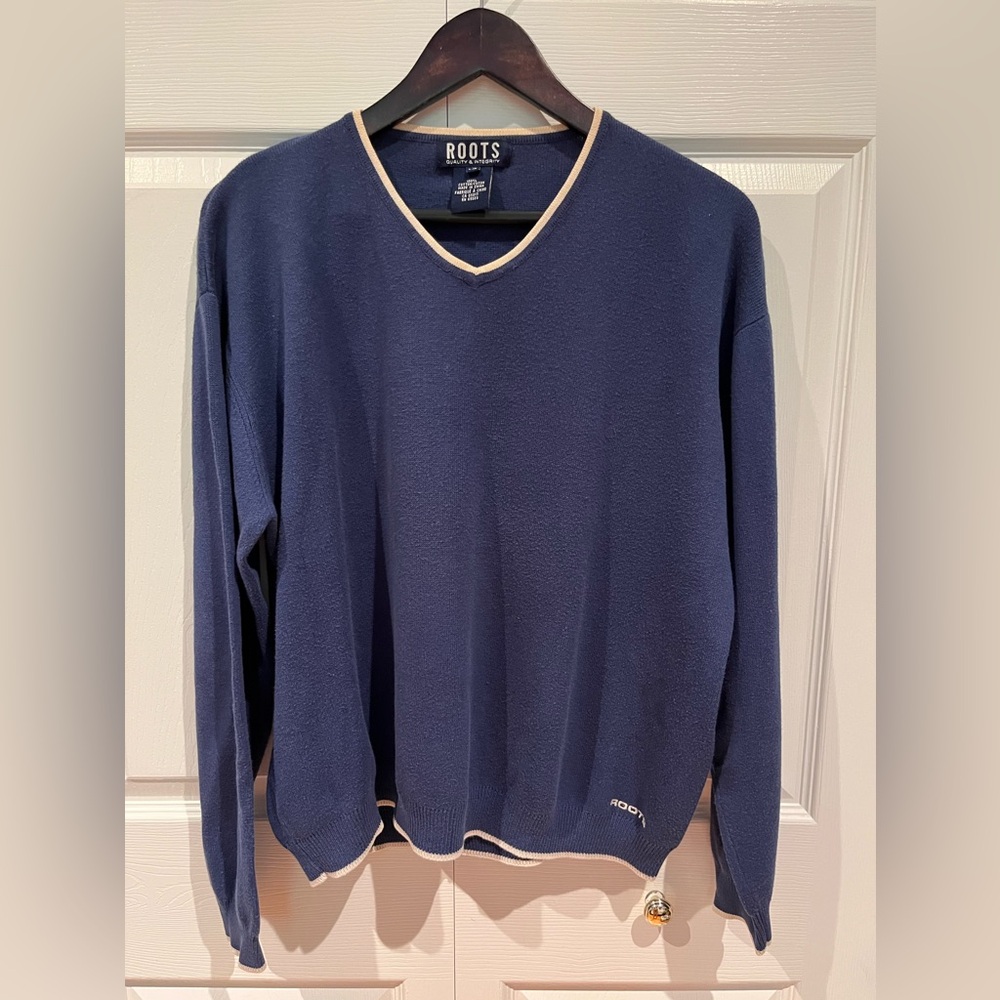 Roots 100% Cotton V-Neck Knit Sweater